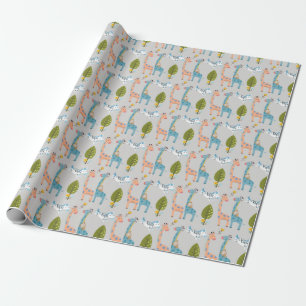 Giraffe Zebra en apenpatroon Cadeaupapier
