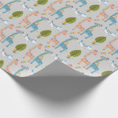 Giraffe Zebra en apenpatroon Cadeaupapier (Hoek)