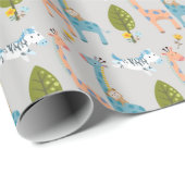 Giraffe Zebra en apenpatroon Cadeaupapier (Rol Hoek)