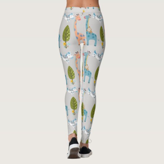 Giraffe Zebra en apenpatroon Leggings (Achterkant)