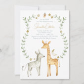 Giraffe Zebra Oerwoud Safari Baby shower Uitnodigi Kaart (Voorkant)