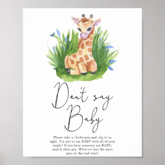 Giraffe - Zeg niet baby Poster (Voorkant)