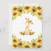 Giraffe Zonnebloem Baby shower Bedankkaart (Achterkant)