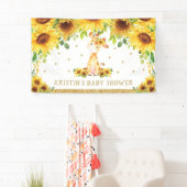 Giraffe Zonnebloem Baby shower Birthday Backdrop Spandoek (Insitu)