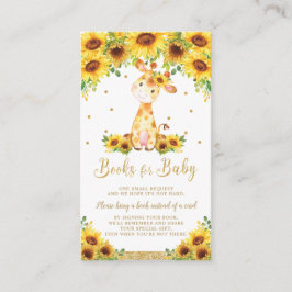 Giraffe Zonnebloem Baby shower Breng een Boek Informatiekaartje