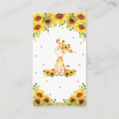 Giraffe Zonnebloem Baby shower Luier Raffle Informatiekaartje (Achterkant)