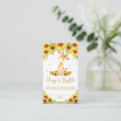 Giraffe Zonnebloem Baby shower Luier Raffle Informatiekaartje (Staand voorkant)