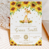 Giraffe Zonnebloem Bloemen Baby shower Meisje Kaart