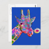 Giraffe zonnebloempels briefkaart (Voorkant / Achterkant)