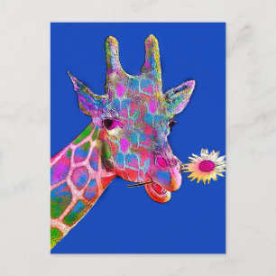 Giraffe zonnebloempels briefkaart
