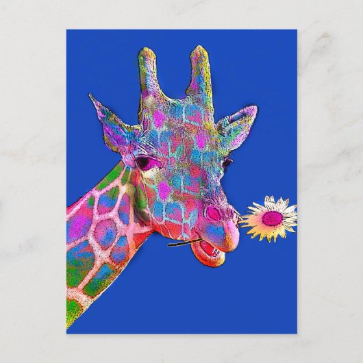 Giraffe zonnebloempels briefkaart (Voorkant)