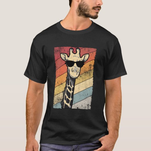 Giraffe zonnebril dier t-shirt (Voorkant)