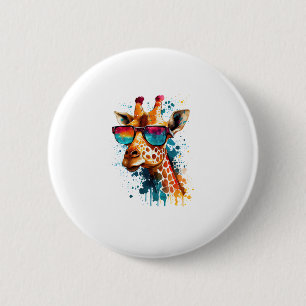 Giraffe  zonnebril Funny African Animal Lo Ronde Button 5,7 Cm