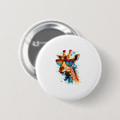 Giraffe zonnebril Funny African Animal Lo Ronde Button 5,7 Cm (Voorkant /achterkant)