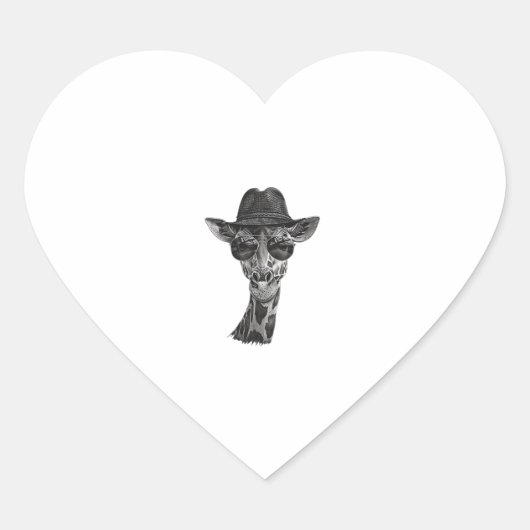 Giraffe zonnebril hart sticker (Voorkant)