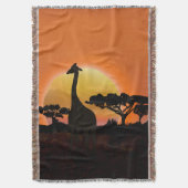 Giraffe Zonsondergang Dekensprei | Afrikaanse Safa Deken (Voorkant Verticaal)