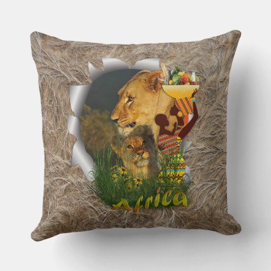 Giraffe, zonsondergang en trendy Afrikaanse meisje Kussen (Achterkant)