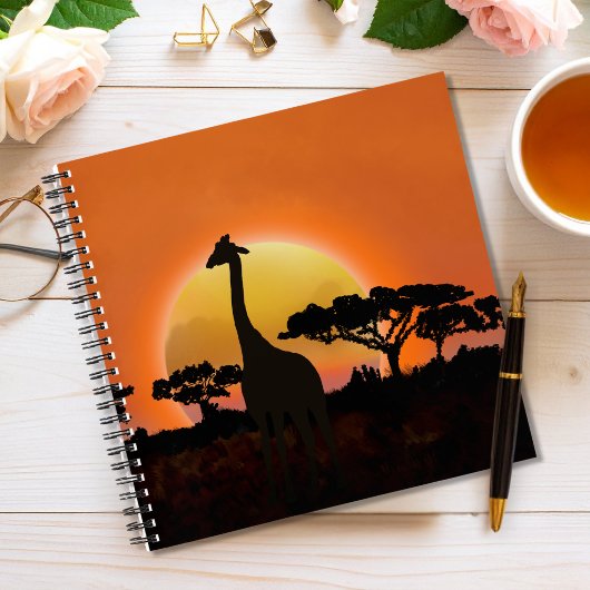 Giraffe Zonsondergang Notitieboek | Afrikaanse Saf