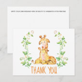 Giraffe Zoo Dieren Baby shower Dank je wel Briefkaart (Voorkant / Achterkant)