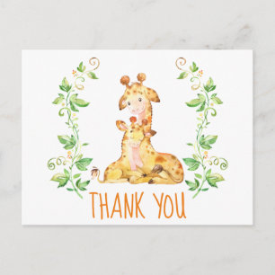 Giraffe Zoo Dieren Baby shower Dank je wel Briefkaart