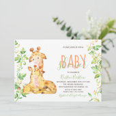 Giraffe Zoo Dieren Baby shower Uitnodiging (Staand voorkant)