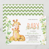 Giraffe Zoo Dieren Baby shower Uitnodiging (Voorkant / Achterkant)