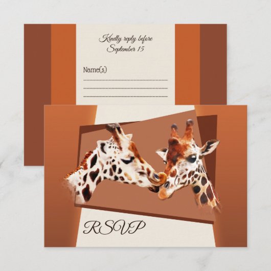 Giraffe Zoo Safari Wedding RSVP Kaart (Voorkant / Achterkant)