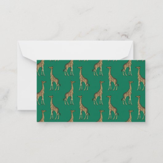 Giraffe Zoogdier Smaragdgroen Wild Dier Afrika Notitiekaartje (Voorkant)