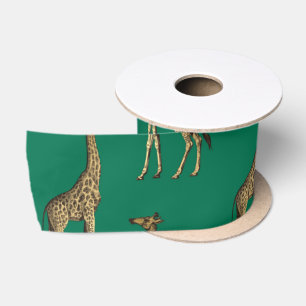 Giraffe Zoogdier Smaragdgroen Wild Dier Afrika Satijnen Lint