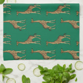 Giraffe Zoogdier Smaragdgroen Wild Dier Afrika Theedoek (Gevouwen)