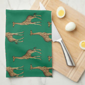 Giraffe Zoogdier Smaragdgroen Wild Dier Afrika Theedoek (Quarter Fold)