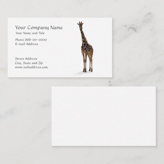 Giraffe zoöloog Visitekaartje (Voorkant / Achterkant)