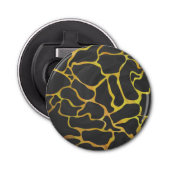 Giraffe, zwart en geel afdrukken button flesopener (Voorkant)