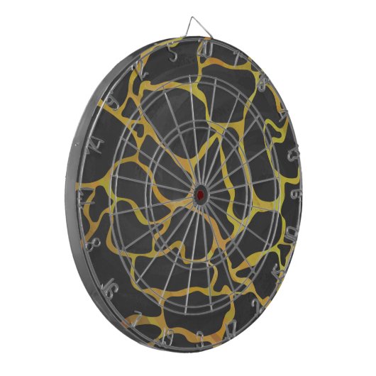 Giraffe, zwart en geel afdrukken dartbord (Voorkant Links)