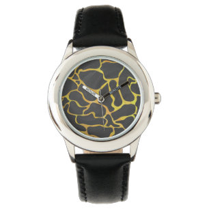 Giraffe, zwart en geel afdrukken horloge