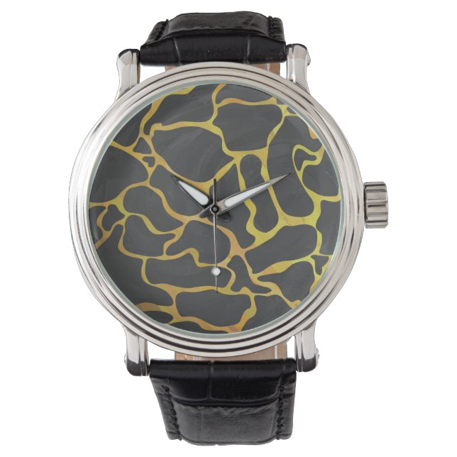 Giraffe, zwart en geel afdrukken horloge (Voorkant)