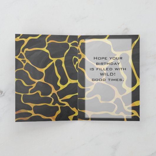 Giraffe, zwart en geel afdrukken kaart (Binnen)