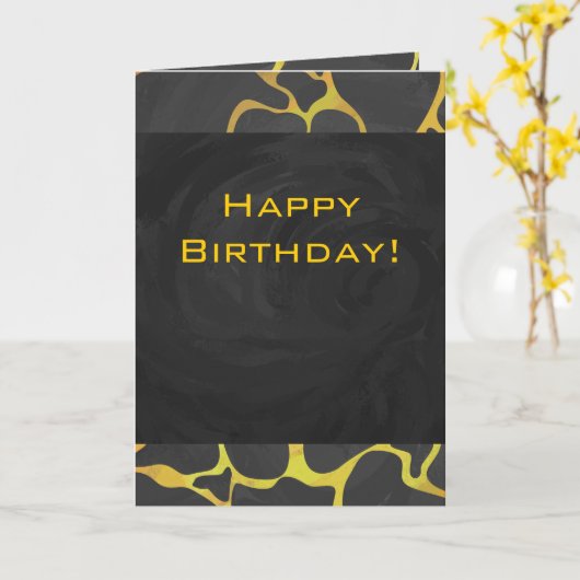 Giraffe, zwart en geel afdrukken kaart (Gele Bloem)