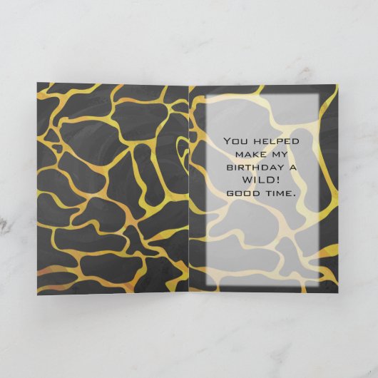 Giraffe, zwart en geel afdrukken kaart (Binnen)