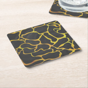 Giraffe, zwart en geel afdrukken kartonnen onderzetters