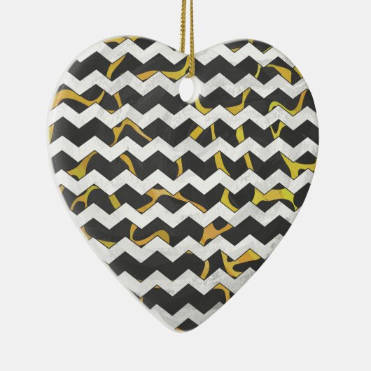 Giraffe, zwart en geel afdrukken keramisch ornament (Rechts)