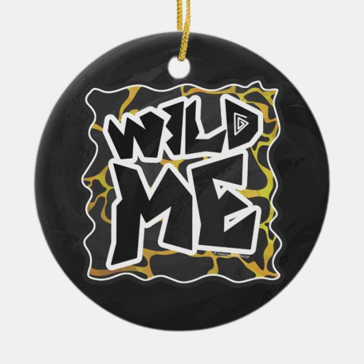 Giraffe, zwart en geel afdrukken keramisch ornament (Voorkant)