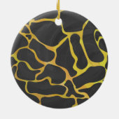 Giraffe, zwart en geel afdrukken keramisch ornament (Achterkant)