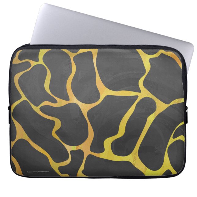 Giraffe, zwart en geel afdrukken laptop sleeve (Voorkant)