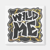 Giraffe, zwart en geel afdrukken magneet (Voorkant)