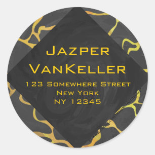 Giraffe, zwart en geel afdrukken ronde sticker