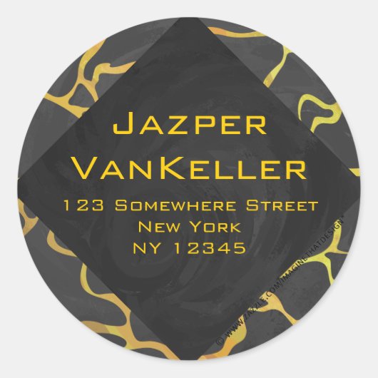 Giraffe, zwart en geel afdrukken ronde sticker (Voorkant)