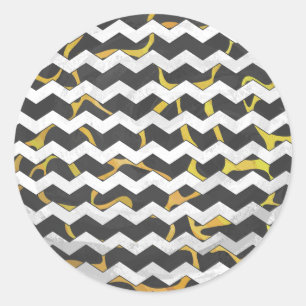 Giraffe, zwart en geel afdrukken ronde sticker