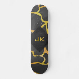 Giraffe, zwart en geel afdrukken skateboard