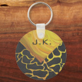 Giraffe, zwart en geel afdrukken sleutelhanger (Voorkant)